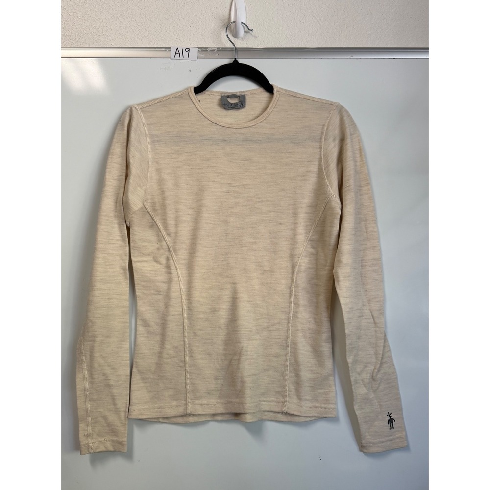 Smartwool Womens Merino Wool Base Layer Long Sleeve Top Oatmeal Heather Medium